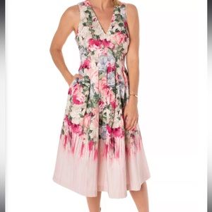 Maison Tara Sleeveless Fit & Flare Floral Dress